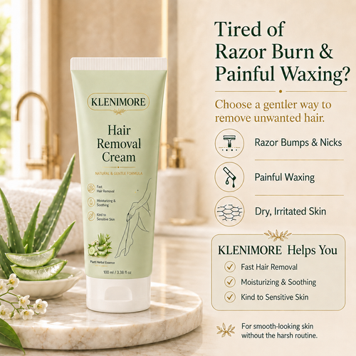 KLENIMORE™ Natural Gentle Hair Removal Cream | For Women & Men, Sensitive Skin