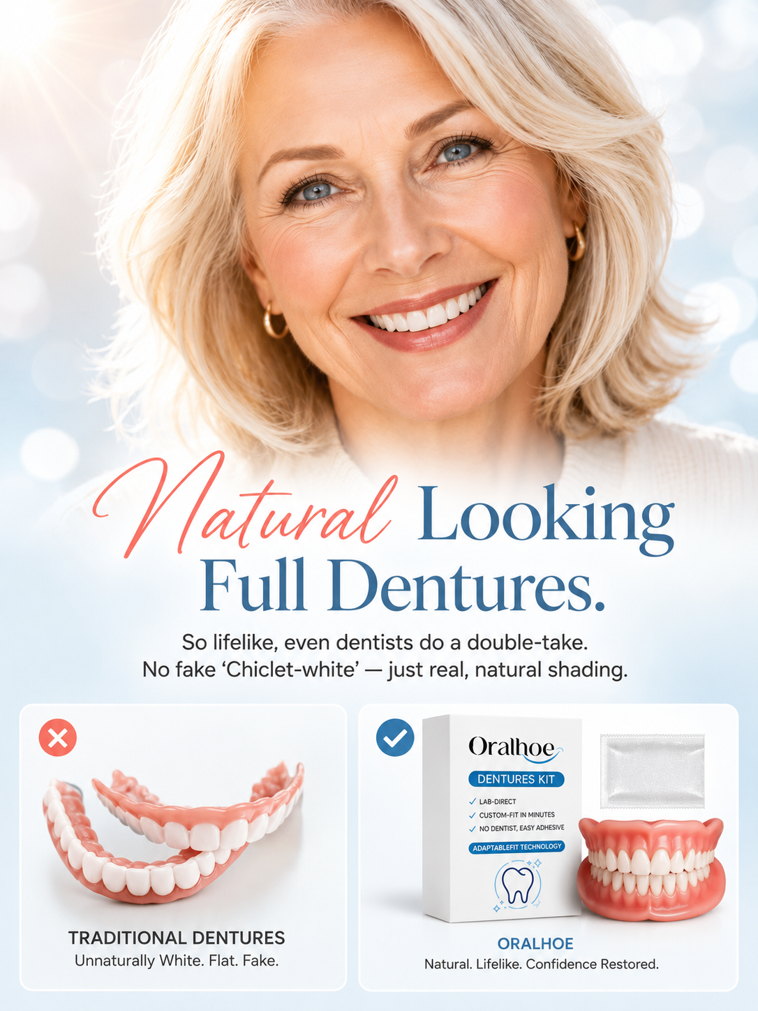 ⏰ 70% OFF Today — Custom-Fit Dentures for a More Natural, Comfortable Smile