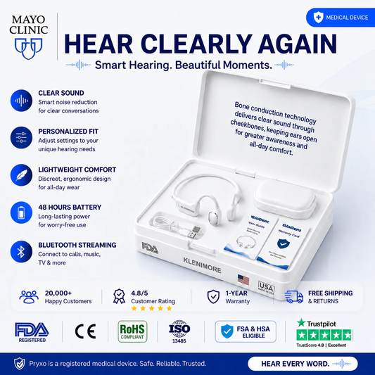 🔥 Final 2 Hours : Only Limited Stock Left🏆KLENIMORE™ Bone Conduction Smart Hearing Headphones （Mayo Clinic Recommended）